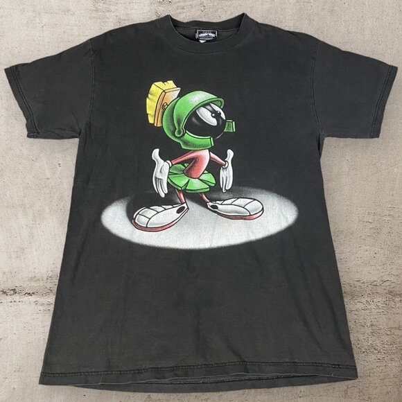 Vintage 90s Marvin the Martian Looney‎ Tunes Faded RARE PRINT T Shirt Size Large - Picture 1 of 8